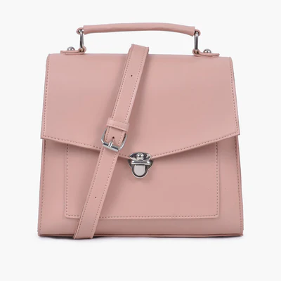 Peach push-lock messenger bag